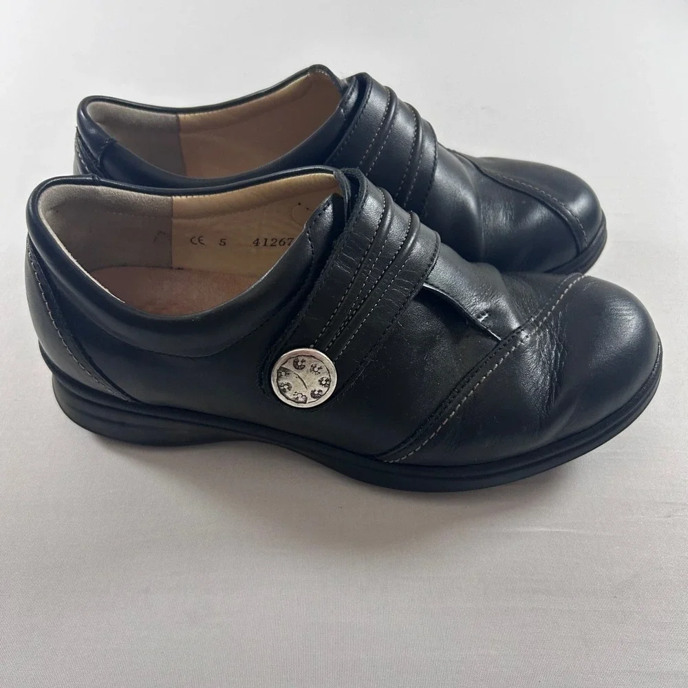 Finn Comfort Galway Shoes Women UK 5 US 7.5 Black Leather Slip On Sneaker Loafer